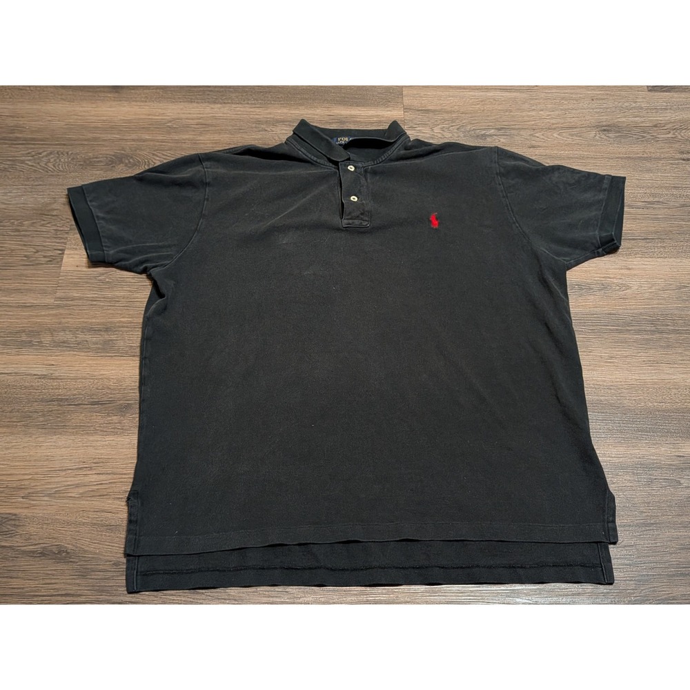Polo‎ Ralph Lauren Mens XL Black Short Sleeve Pique Polo Shirt Red Pony Logo